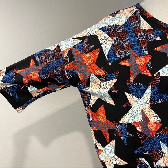 LuLaRoe Irma short sleeve fireworks print oversized top size XXS - Picture 3 of 11